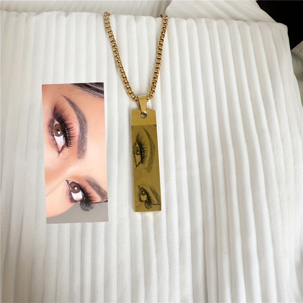 Customized Women's Photo Necklace Personalized Eye Pendant